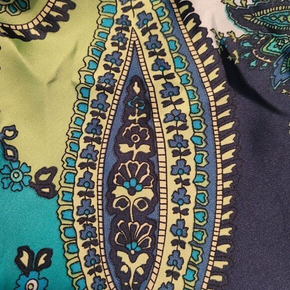 New Directions Top Artsy Boho Sleeveless Paisley Rolled Bandana Scoop Green S - Picture 5 of 11